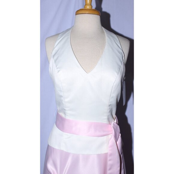 Poly USA #5540 Satin Formal Gown With Pick-up Skirt-Size M-IVORY/PINK-NWT - Picture 4 of 5